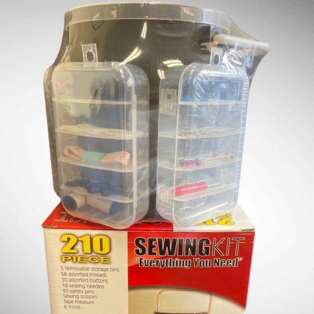 Sewing Kit w/ Storage Carry Caddy Handy Little Gift